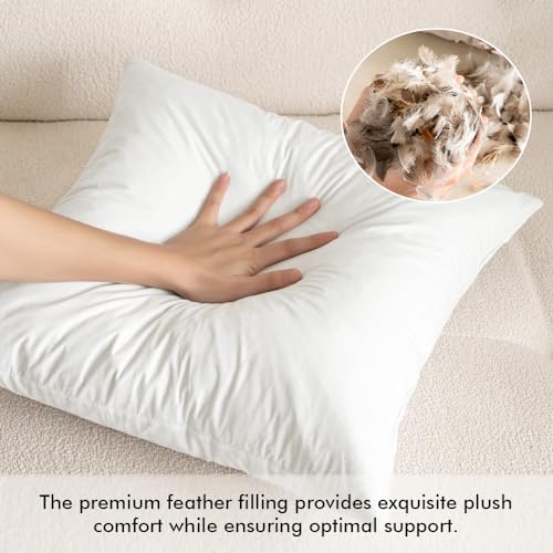 MIULEE Pack of 2 18 * 18 Corduroy Soft Soild Decorative Square Throw Pillow Covers Christmas Red and Pack of 2 18x18 Feather Pillow Inserts for Sofa Bed