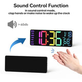 YISILE 13" Digital Wall Clock with Night Light,8 RGB Color,Dual Alarms with Large Display, Dimmer, Auto DST, Voice Control, Auto Time Sync,Remote Control for Living Room Bedroom,Gift for All Ages