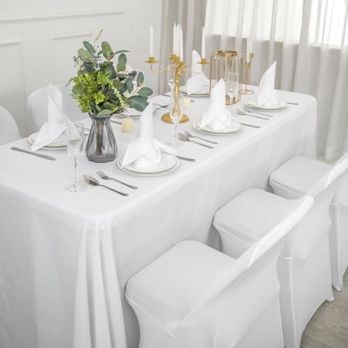 12 PCS Waterproof Stretch Spandex Folding Chair Covers, Dining Room Chair Slipcovers Protector for Wedding, Banquet, Party, Holidays, Celebration and Decoration（White）