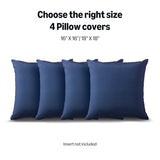 Amazon Basics 4-Piece Outdoor Decorative Throw Pillow Covers, Water Resistant All-Weather Pillow Protectors for The Garden, Patio, Balcony, Couch and Sofa, 18 x 18 Inches, Navy Blue