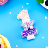 Birthday Number Candles Pink and Purple Butterfly Birthday Candles for Cake Glitter Number 1 Candle Cake Topper with Sequins for Girls and Women Anniversary Celebrations Supplies