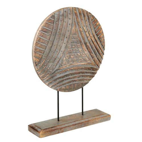 Farmhouse Table Sculpture Home Decor Statue Mandala Carved for Modern Home 10" x 14", Living Room, Fireplace Mantel Shelf, Table and Entryway Decor Stand (Design 8)