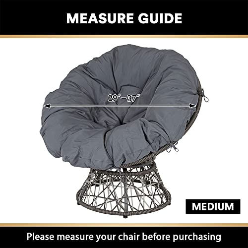 PrinceDeco Velvet Round Saucer Chair Cover (Slipcover Only) High Stretch Papasan Chair Cushion Cover Removable Furniture Protector for Living Room Washable,Fits 29-37 inch, Medium, Ivory