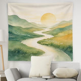 WNAGT Mental Health Sun Mountain Tapestry Wall Hanging 50x60 Inch | Motivational Give Yourself Time Wall Tapestry for Home Bedroom Living Room Therapy Office Decor