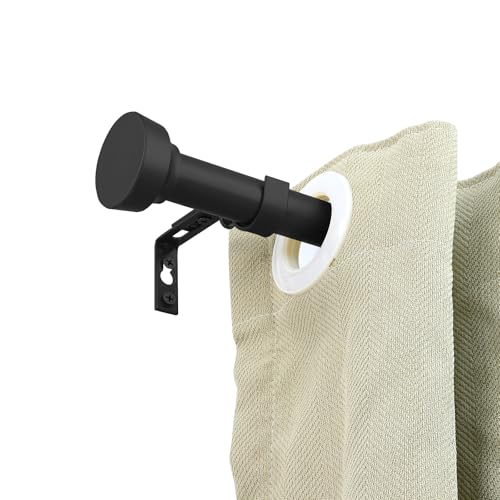 Curtain Rods for Windows 66 to 120 Inch(5.5-10 Feet),Black 1'' Diameter Drapery Rods with End Cap Style Design,Modern Adjustable Heavy Duty Curtain Rod,Size:32''-120''