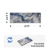 PADOOR Abstract 2'x6' Runner Rug, Washable Non-Slip Low Pile, Marble Blue