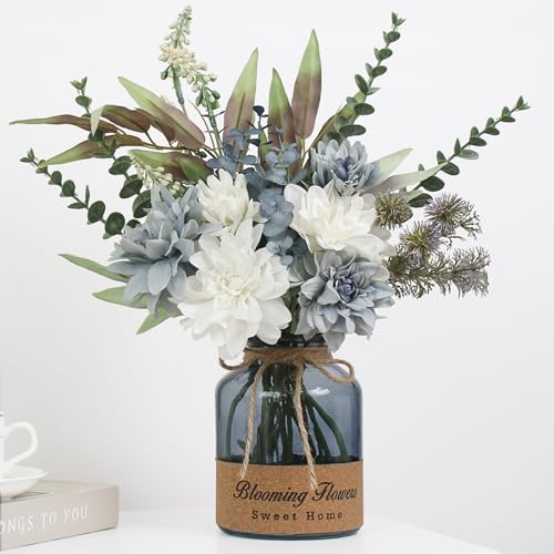 Leftover Faux Flowers in Vase,Artificial Flowers in Vase,Table Centerpieces for Dining Room,Flower Centerpieces for Tables,Fake Flowers in Vase,Kitchen Table Decor,Coffee Table Decor…