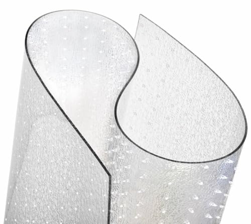Clear Carpet Runner, USA Made, Safe, 24 x 36 Inch, 2mm Thick Cleated Vinyl, Clear Floor Runner Roll for Carpet Protection, Plastic Area Rug for Doorway Floor
