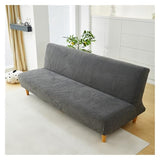 Stretch Futon Slipcover Armless Sofa Bed Cover Snug Fit Protective Fabric Furniture Protector for Living Room Compact Spaces(Dark Gray,Medium)