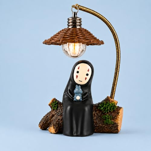 No Face Lamp, No Face Night Light, Mini Resin Anime Desk Lamp, Battery Operated Cute Room Decor Gift for Bedroom Shelf Office