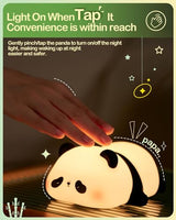 Cute Panda Night Light, LED Squishy Novelty Animal Night Lamp, Food Grade Silicone 3 Level Dimmable Nursery Nightlight for Desk Decor, Funny Gifts Stuff for Boys Girls Baby, White Elephant Gifts