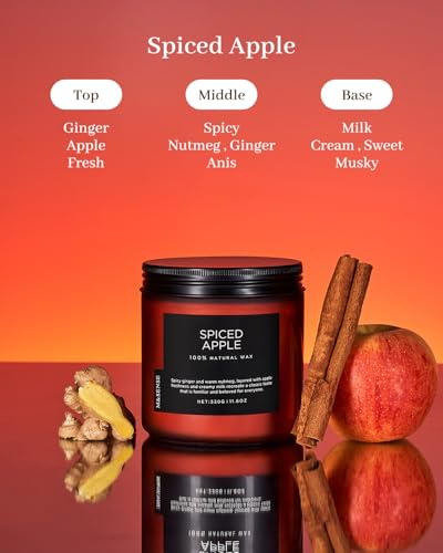 M&SENSE Spiced Apple Scented Candle Non Toxic Soy Wax for Home Aromatherapy
