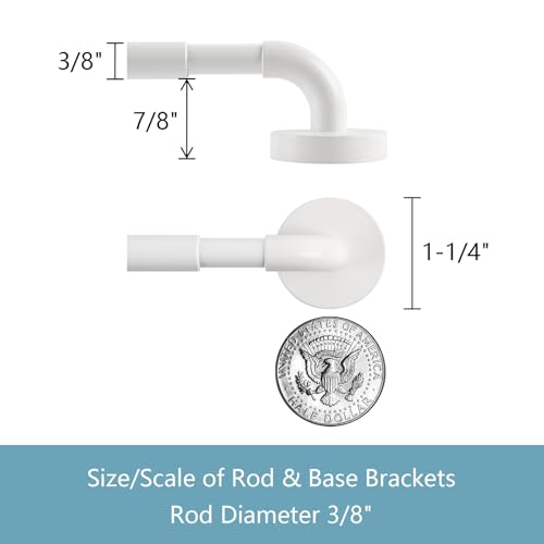 TYRON 2 Pack Magnetic Curtain Rod for Metal Doors Adjustable 9-12 Inch, 3/8 in. Diameter, Magnetic Rod No Drill, Narrow Sidelight Window Mini Curtain Rod(White)