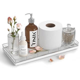 Oak Bathroom Toilet Tank Tray, 13" Wood Back of Toilet Paper Basket Tank Topper Storage, Vanity Tray for Perfume Makeup Candle Toiletry Organizer for Kitchen Coffee Table Silver Tray Decor