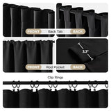 Joydeco Blackout Curtains for Bedroom, Black out curtains 96 inch long 2 Panels, Long Black Drapes with Rod Pocket Back Tab, Room Darkening Noise Reducing & Wrinkle-Free Drapes for Living Room Windows