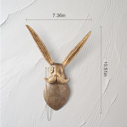 UITWMKTG Gold Animal Head Wall Decor Wall Sculpture Home Decor Statue for Living Room Office Bedroom Modern Decor for Men Women Rabbit