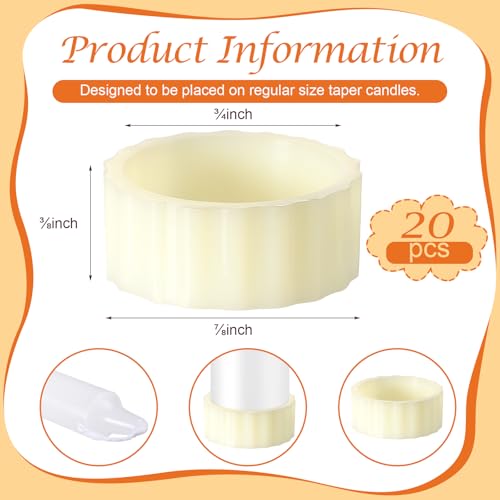 Pushglossy 20 Pack Rubber Taper Candle Hugger Grips Rings Holders Stay Put Candle Grips Inserts Keep the Bougie Upright and in Place for Taper Bougie Cups