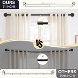 1 Inch Heavy Duty Blackout Curtain Rods for Windows, Industrial Pipe Wrap Around Room Divider Decorative Curtain Rods Wall Mount & Ceiling Mount, Black, 48-86 Inch