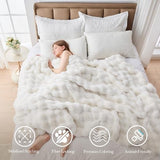 Faux Fur Throw Blanket for Couch, 1000 GSM Cozy Fuzzy Fluffy Soft Plush Thick Bubble Sherpa Blanket for Sofa Bedroom Living Room, Mothers Day Birthday Gifts for Women Home Decor