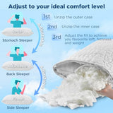 Cooling Pillow Camping Size 1 Pack, Adjustable Bed Pillows for Sleeping, Small Shredded Memory Foam Pillow for Backpacking Hiking, Airplane, Medium Firm Camping Travel Pillow with Washable Cover