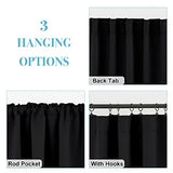 RYB HOME Short Bedroom Blackout Curtains - Small Window Treatment Set Energy Saving Thermal Insulated Drapes for Living Room/Nursery/Kitchen, 42-inch Wide x 45-inch Long, Black, 2 Panels