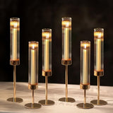 NUPTIO Hurricane Candle Holder for Centerpiece, Set of 6 Candlestick Holder