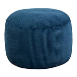 Round Stuffed Pouf Ottoman (Blue, 26" D x 26" W x 18" H)