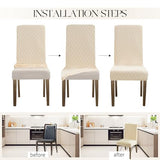 MOSAYT 100% Waterproof Dining Room Chair Covers Set of 4, Super Fit Stretch Jacquard Parson Chairs Slipcovers Removable Washable Chair Seat Protectors for Home, Kitchen, Banquet (Beige)