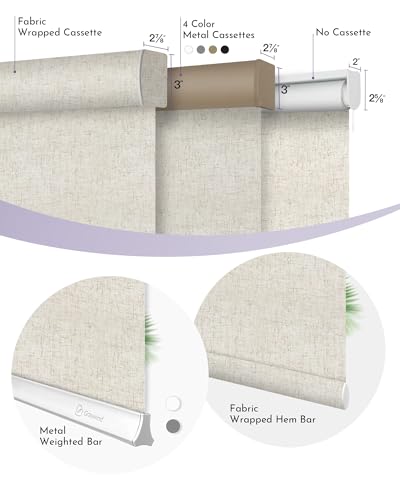 Graywind Motorized Roller Shades 100% Blackout Free Stop Window Shades Cordless Wireless Remote Control Window Roller Blinds with Valance for Smart Home and Office, Customized Size, Linen Beige