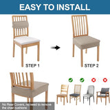 Smiry Waterproof Seat Covers for Dining Room Chairs Set of 6, Stretch Jacquard Removable Washable Chair Seat Slipcovers Protector, No Rear Covers, Taupe
