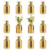 NUPTIO Bud Vases Small Gold: 12 Pcs Glass Vase Set in Bulk for Flowers - Mini Vintage Flower Bottle Single Vases for Wedding Table Centerpieces