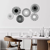 Hicarer Set of 6 Black and White Plate Wall Decor Minimalist Ceramic Plate Wall Art with W-shaped Invisible Hooks & Silver Nails, Multi-use Dinner Plates for Home Office Art & Dining