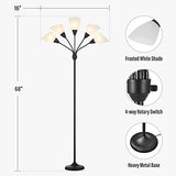 HonoDing Medusa Floor Lamps Standing Lamps 5 Heads Adjustable Reading Light Large Shade Use E26 A19 Bulb Floor Lamps for Living Room Bedroom (Black)