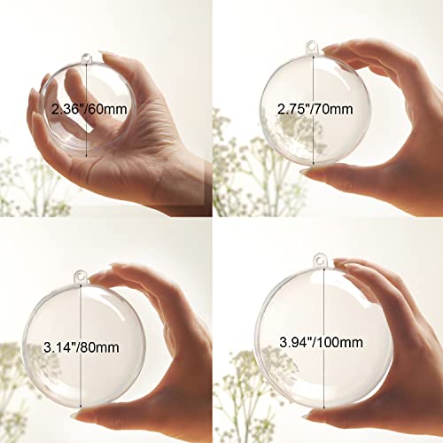 10 Pcs 3.14 inch Filling Transparent Plastic Decorative Call DIY Craft Ball Transparent Ball Christmas, Birthday, Wedding, Party and Home Decoration Ornaments ((3.14"/80mm))
