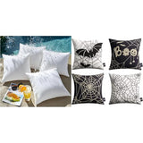 Phantoscope Bundle -Pack of 4 Outdoor Water Resistant Throw Pillow Inserts 18 Inches & Set of 4 Happy Halloween Decorative Throw Pillow Covers