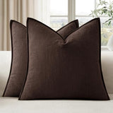 EMEMA Decorative Linen Throw Pillow Covers 20x20 Inch Dark Brown