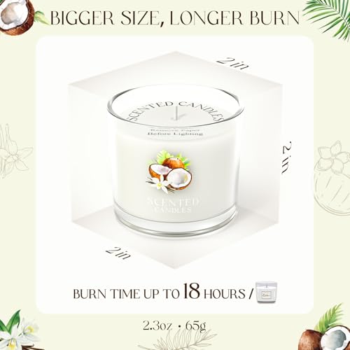 CHILLFLAME Coconut Candle, Scented Candles Gifts for Women, Candles Gift Set for Her, 6 Scented Votive Candles, Birthday Gifts for Women/Men (White, 14 oz)