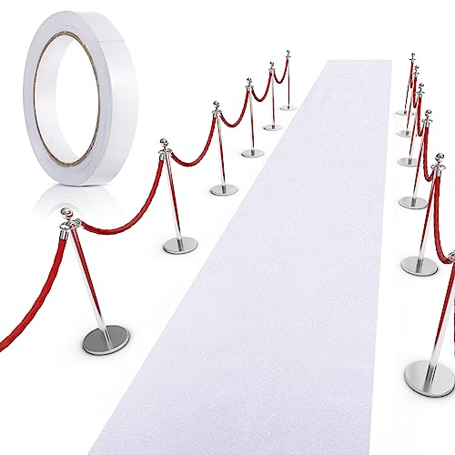 Tatuo Carpet Runner 2.46 x 30 ft Runway Rug 55 GSM Thickness with Carpet Tape for Prom Graduation Wedding Outdoor Indoor Hallway Movie Party Decoration Rug(2.46 x 30 Feet,Glitter White)