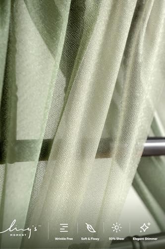 Ling's moment Wedding Chair Sashes Cover Aisle Decorations Draping Fabric Wrinkle-Free with Tie 16 Pcs Sage & Milky Green for Party Ceremony Reception Floral Arrangement Banquet Outdoor Decor