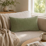 Chenille Lumbar Pillow Covers 12x20 inch Olive Sage Green