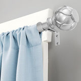 Silver Curtain Rod for Windows 48 to 84 Inches(4-7ft), 1" Diameter Heavy-Duty Adjustable Decorative Curtain Rod with Striped Twisted Finials - for Living Room Bedroom (Modern Home Decor)