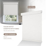 Boolegon Cordless Blackout Roller Shades for Windows, Free-Stop Linen Shades with Valance, Thermal Insulated Fabric, UV Protection Roller Blinds for Home, Office (Beige, 15" W x 48" H)