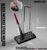 2 in 1 Incense Holder for Sticks Incense Burner Holder with Storage,Glass Upside Down Incense Holder for Sticks with Glass Ash Catcher for Meditation Yoga Spa Room Home Decor[Black]