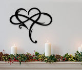Infinity Heart Wall Decor, Unique Infinity Heart Metal Art Wall Decor Love Sign Steel Wall Plaques Bedroom Ornaments for Home Wedding Decor, Room Living Room Decoration (Black, 15.7x14inch)