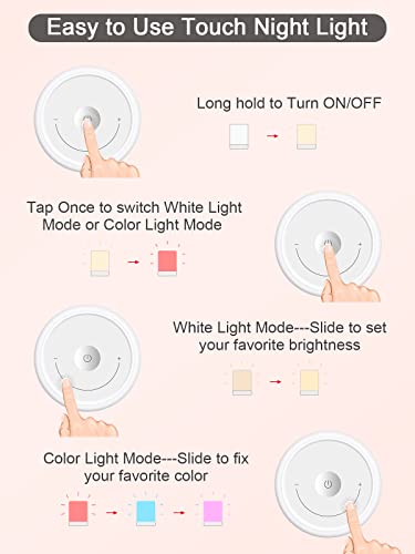 Baby Night Light, Nursery Night Lamp for Breastfeeding, Portable Nightlight for Kids Toddlers Bedroom, Warm & Soft Bedside Lamp, Touch Control, Rechargeable, Lasting Up to 100Hours