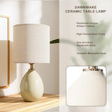 18.5" Table Lamps Set of 2 for Living Room Bedroom, Bedside Lamps for Night Stands, Desk Nightstand Lamp Dimmable, Modern Linen Cream Ceramic Lamps