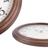 14 Inch Wooden Wall Clock, Retro Wood Wall Clocks Battery Operated, Large Silent Sweep Movement Accurate Wall Clock for Living Room Bedroom