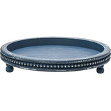 Handmade 12 Inch Decorative Tray, Small Beaded Tray Coffee Table Decor, Blue Decorative Display Risers for Coffee Table, Dining Room Entryway and Living Room