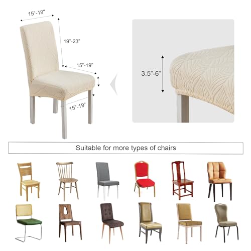 Chair Covers for Dining Chairs,100% Waterproof Dining Chair Covers Set of 4,Removable Stretch Parsons Slip,Washable Seat Protector for Kitchen Beige