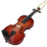 Wooden String Miniature Violin Hanging Ornament Mini Musical Instrument Replica Holiday Tree Home Decoration Display Ornament (4.72" Violin)